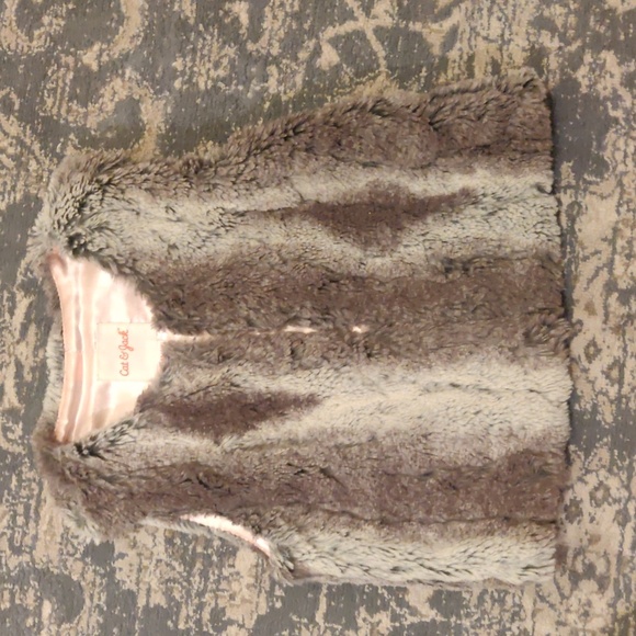 Cat & Jack Faux fur XS 4/5 gray vest - Picture 5 of 8